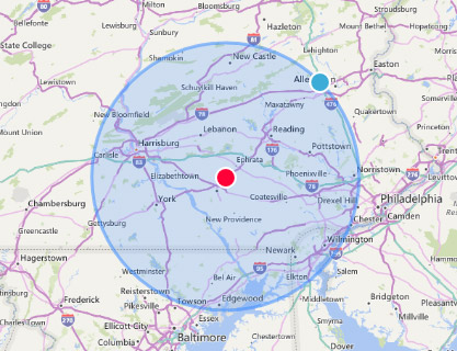 RS Martin Electric service area map around Lancaster PA