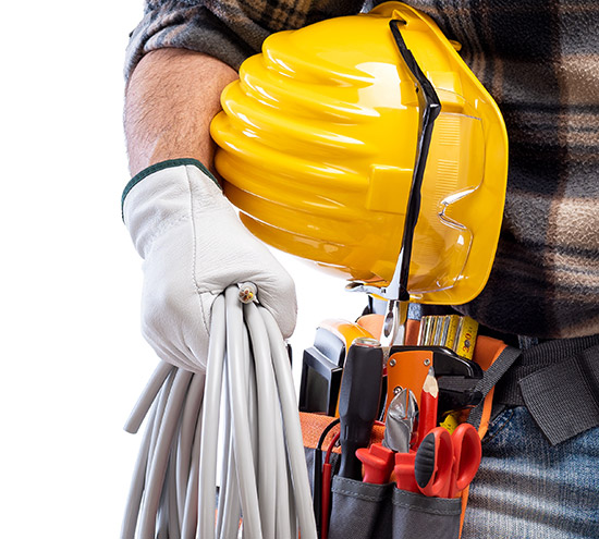 An image of an electrician wearing a tool belt.